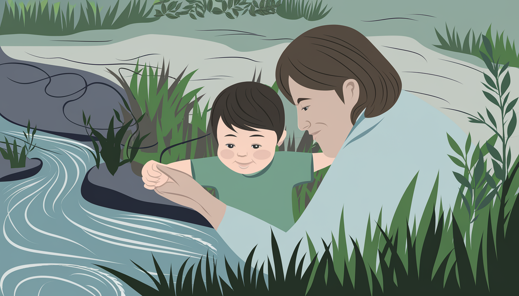 A serene scene depicting a smiling parent and child in a natural setting, symbolizing trust and support for children's nutritional needs.